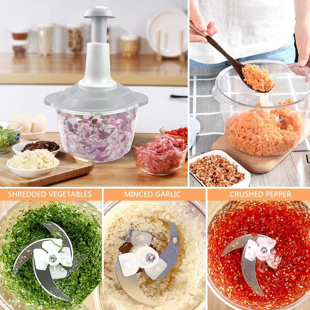 2000 ml Multifunctional Vegetable Chopper 9 in 1 Hand Push Chopper